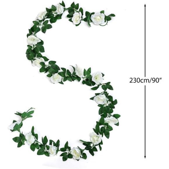 2 Pack (16FT) Artificial Rose Vine Flowers Plants Fake Flower Vine for Wedding - Picture 2 of 5